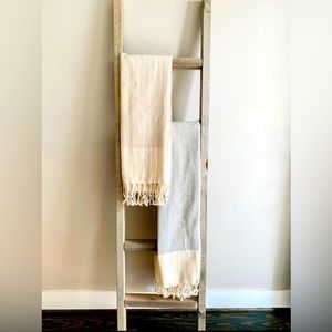 (BEIGE) Herringbone Turkish Cotton Throw Blanket